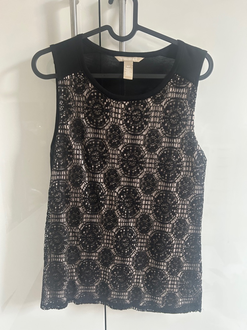 Banana Republic Black Lace Overlay Camisole with Nude Lining